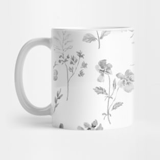 countryside wildflowers black and white Mug